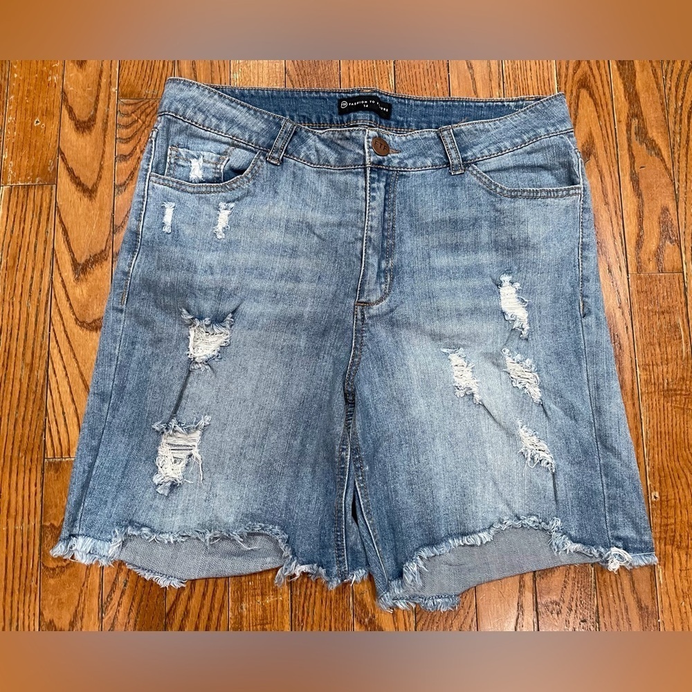 Fashion to Figure Blue Distressed Jean Shorts